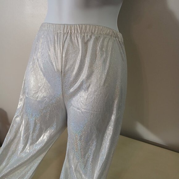2-piece Disco costume - white with silver discs - size med girl/small women - Picture 3 of 6